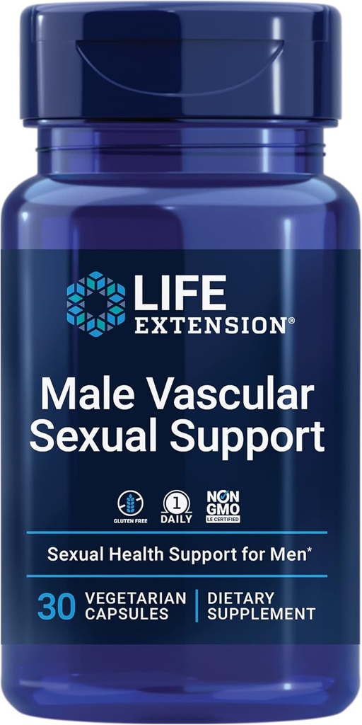 Life Extension Male Vascular Cinsel Destek, Black Ginger, Kaempferia parviflora, Erkek Cinsel Sağlık, Cinsel Fonksiyonlar, Gluten-Free, Non-GMO, 1-Daily, 30 Vegetarian Capsules