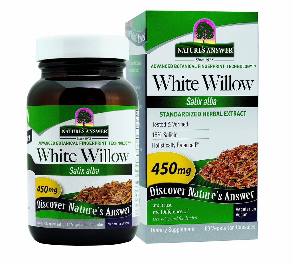 Nature's Answer White Willow | Genel Sağlık & Well-Being | Vegan, Gluten-Free, Non-GMO & Kosher Sertifikalı | 60