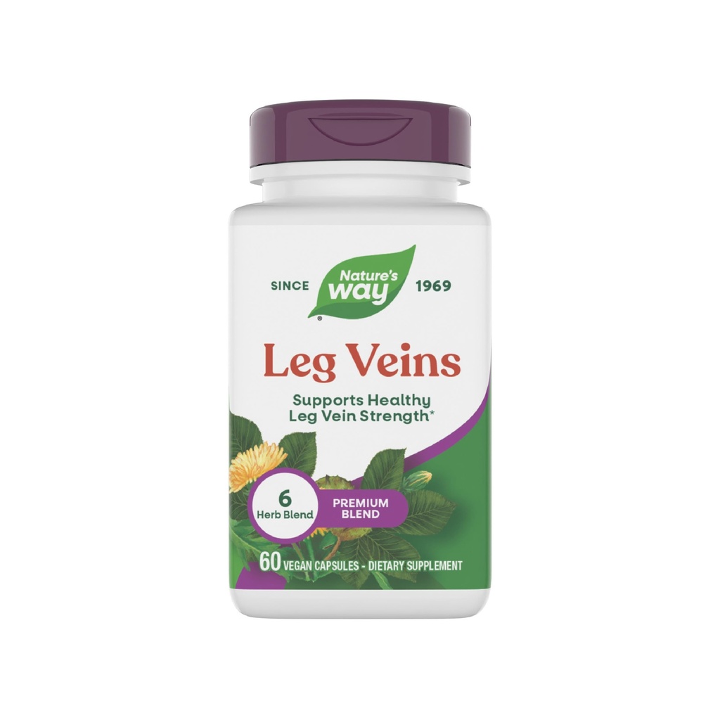 Nature's Way Leg Veins, Supports Health Leg Vein Strength*, 6Herb Mix, Horse Chestnut Extract and Dandelion Supplement, Gluten Free, 60 Vegan Capsules (Pazarlama May Vary)