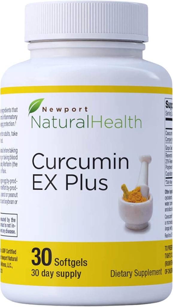 Turmeric Curcumin Supplement, Curcumin EX Plus with Grapeseed Extract, Resveratrol & Red Wine Polyols for Joint Health & Heart Health, Curcuminoids Kompleks 500 mg Capsules