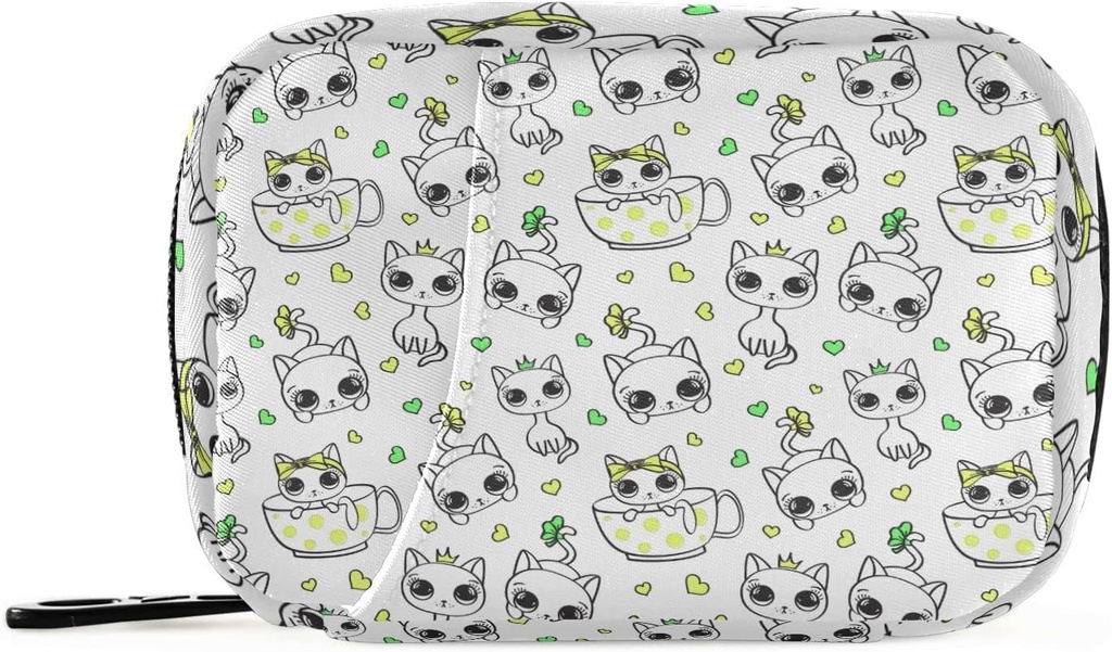 Pill Box Cat 7 Day Pill Case Travel Pill Organizer Bag with diamond Weekly Vitamin Medicine Supplement Sahibi Pouch Bag