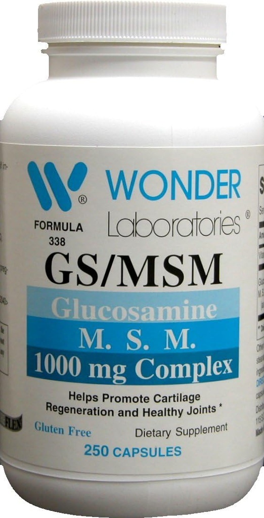 Wonder Labs Glucosamine/MSM, Kartilage Rejenerasyonu ve Sağlıklı Anonimleri Destekleyin - 250 Capsules