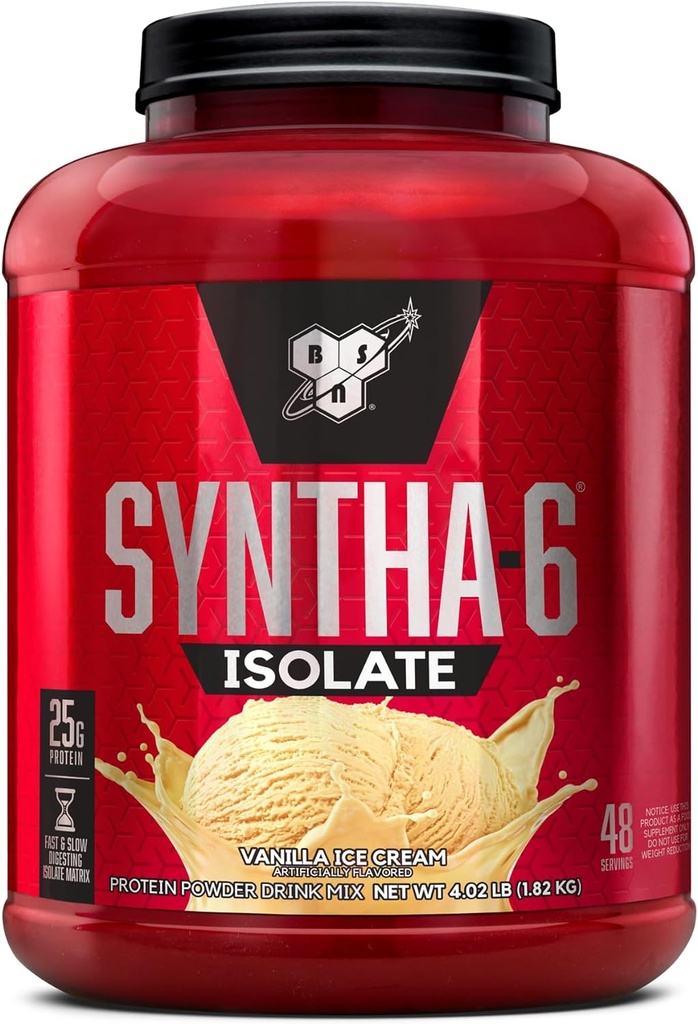 BSN SYNTHA-6 ISOLATE protein Toz, Whey proteini, Süt proteini, Flavor: Vanilla Buz Kremi, 48 hizmet veriyor