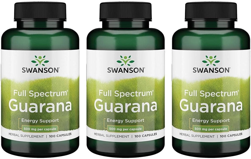 Swanson Guarana 500 Milligram 100 Capsules (3 Pack)
