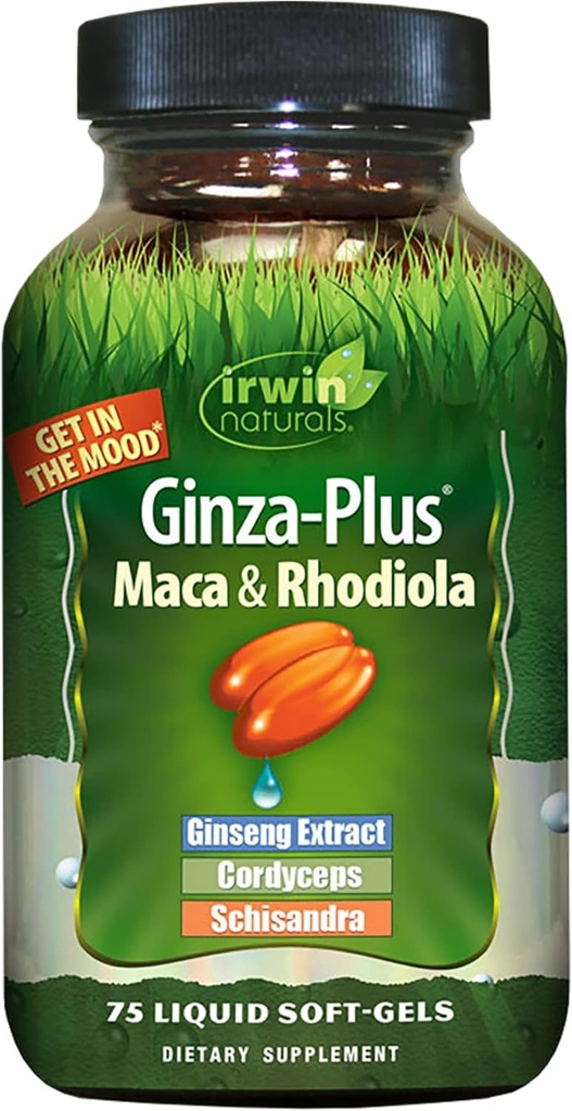 Irwin Naturals Ginza Plus Endurance, Energy, Balance Dietary Supplement Liquid Gel Caps, 75-Count Şişe