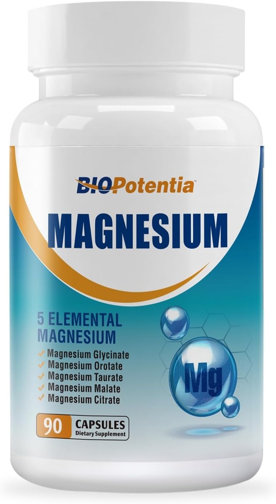 Magnezyum Kompleksi Tamam - Magnezyum Capsules 500Mg with Glycinate, Citrate, Malate, Taurate & Orotate + B6 | Non-GMO, Gluten Free for Sleep, Muscle & Stress Relief | 90 Vegan Caps.