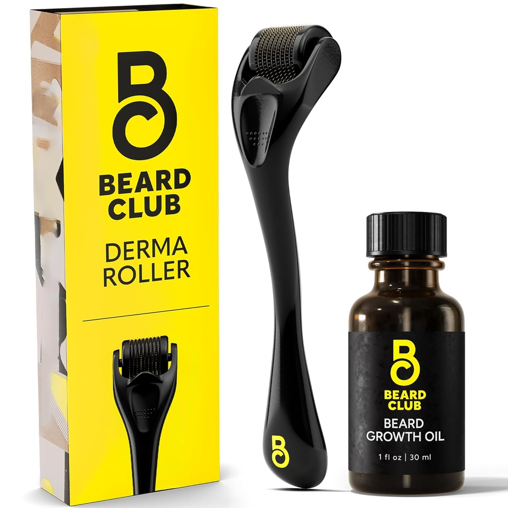 Ayıd Club Derma Roller & Ayıd Growth Oil for Face, Body and Scalp Microneedling Roller for Men and Women with 540 Titanyum Microneedles - Beard Roller for Hair & Beard