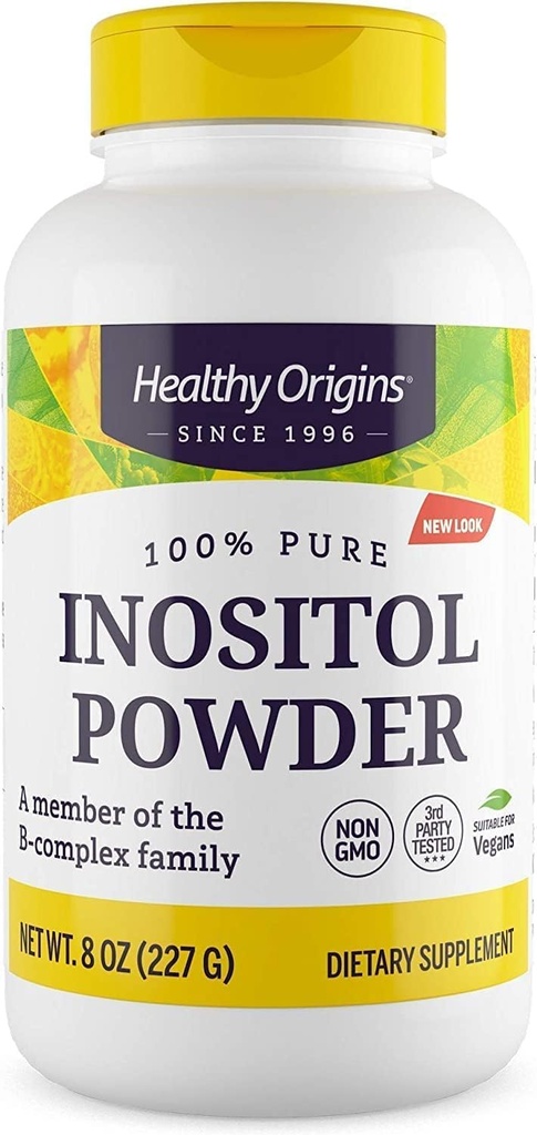 Sağlıklı Origins Inositol Toz, 227 g - Skin, Hair & Nail Health - B8 Toz Tamam - B Kompleks Ailesinin Bir parçası - Vegan, Non-GMO & Gluten-Free Supplement - 8 Oz