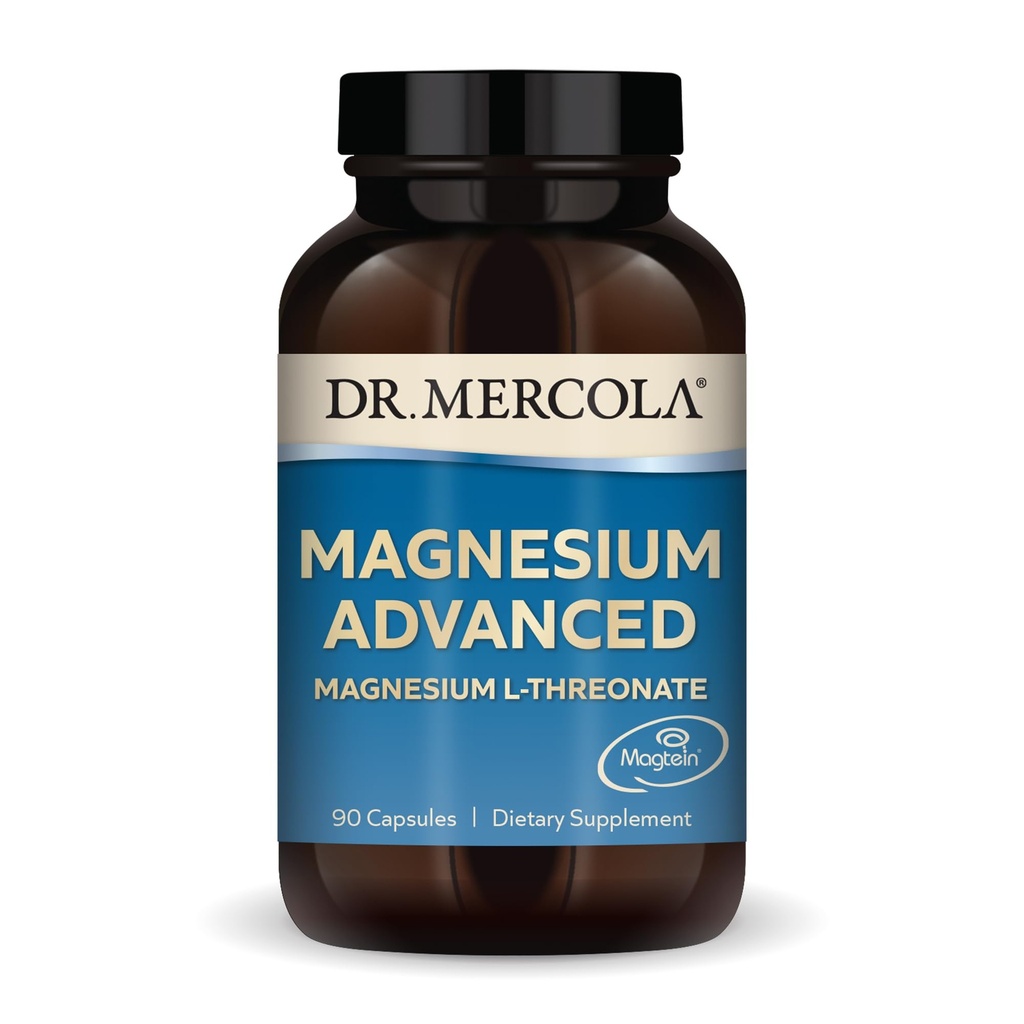 Dr. Mercola Magnesium Advanced - Υποστηρίζει την υγεία των οστών, των αρθρώσεων και του εγκεφάλου - Συμβάλλει σε πιο ξεκούραστο ύπνο - μη ΓΤΟ, χωρίς γλουτένη & χωρίς σόγια - 90 κάψουλες (30 σερβίτσια)