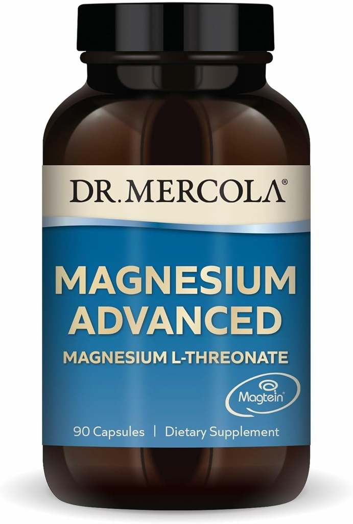 Dr. Mercola Magnezyum Advanced – Supports Bone, Joint & Brain Health - Contributes to More Restful Sleep - Non-GMO, Gluten-Free & Soy-Free - 90 Capsules (30 hizmet)
