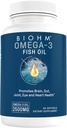 BIOHM Omega-3 Fish Oil (2500 mg, 60 Softgels) Yüksek Potency 860 mg EPA & 630 mg DHA, Omega 3 Fatty Acid Supplements to Support Brain, Joint, Eye, Liver & Gut Health, Sustainable Sourced