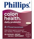 Phillips'in Kolon Sağlığı Günlük Probiyotik Capsules, 4-in-1 Symptom Savunması Occasional Gas, Bloating, Constipation ve Diarrhea, Daily Supplement, 30 Count