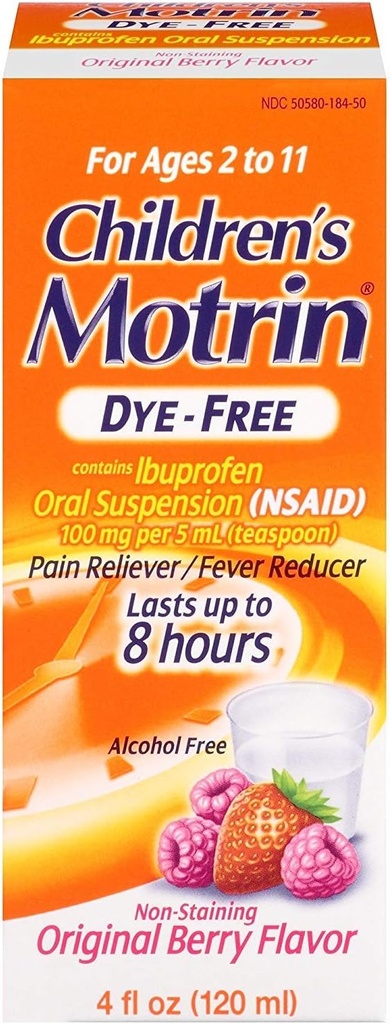 Motrin Children's DyeFree Pain Reliever ve Ateş Tespiti, 4 Akışkan Ounce (5 Pack)