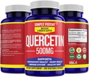 Sadece Potent Quercetin Supplements, Quercetin 500 mg 200 Capsules, 2 X Quercetin 250 mg Phytosome Bioflavono Antioksiard Gluten Free Pills to Support Health Cellular Heart & Immune Functions