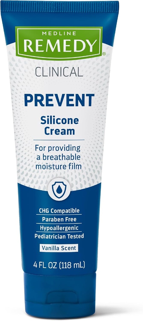 Medline Remedy Klinik Silikon Krem (4 oz Tube), 12 Kont, Vanilla Scent, Breathable Film, Soothing, Moisturing, Nourishing, Hydrating Skin Care, For Cracked, Chapped, Hassas Skin Care,