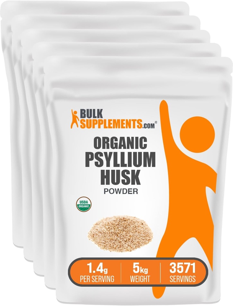 BulkSupplements.com Organik Psyllium Husk Toz - Beslenme, Fiber Supplement - Gluten Free, 1.4g per Service, 1kg (2.2 lbs) (Pack of 5)
