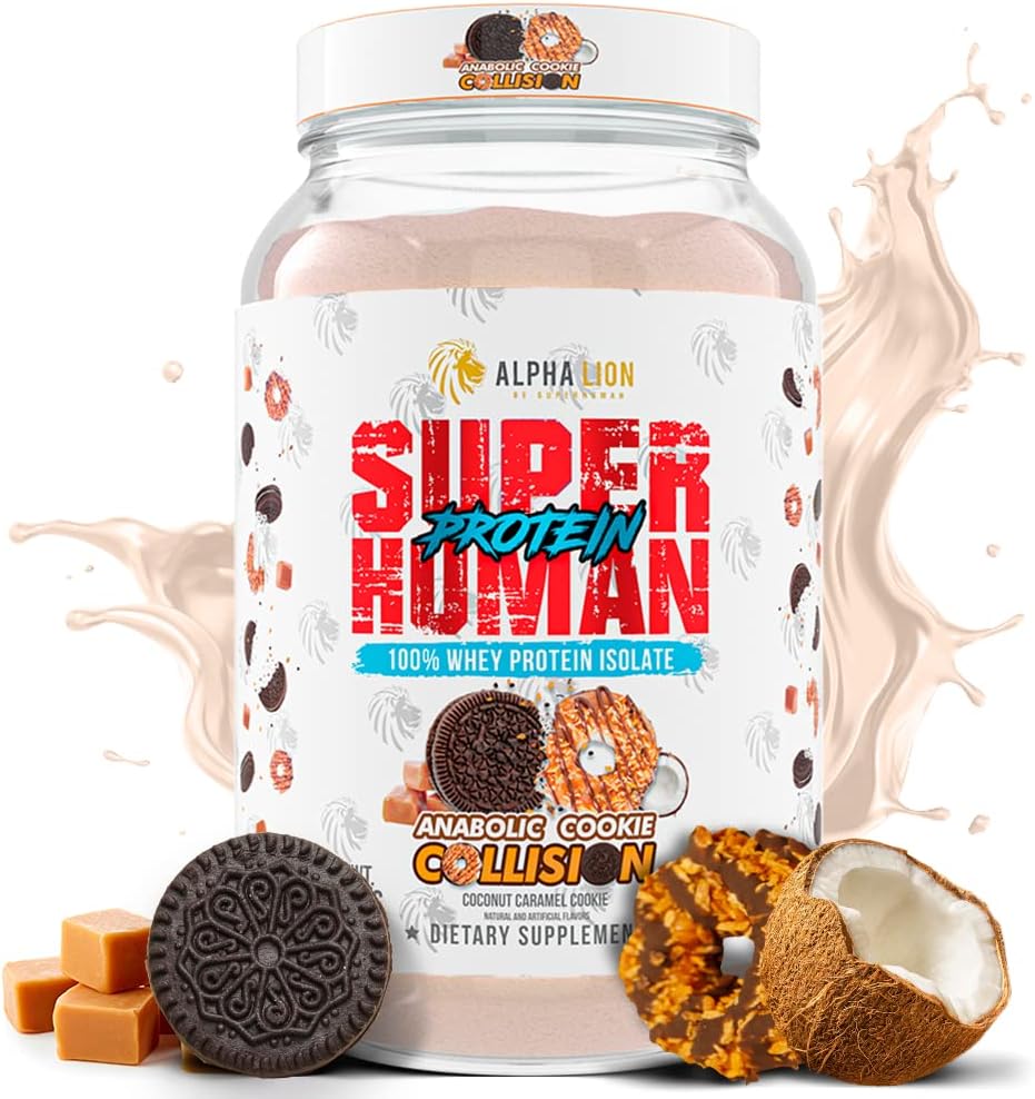 ALPHA LION Superhuman Whey Protein Powder, Great Tasting Pure Whey Protein Isolate, Low Carb, Low Sugar, No Bloat Post Workout, Mus Recovery & Growth (28 Servings, Cookie Collision)