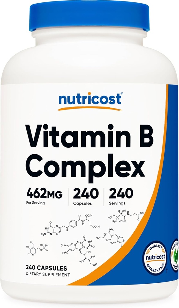 Nutricost Vitamin B Kompleks 462 mg, 240 Capsules - Vitamin C - Enerji Kompleksi