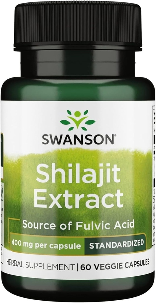Swanson Shilajit - Herbal Supplement Hücre Büyüme Desteği - Genel Sağlık için Doğal Formula - (400 Milligram 60 Veg Capsules)