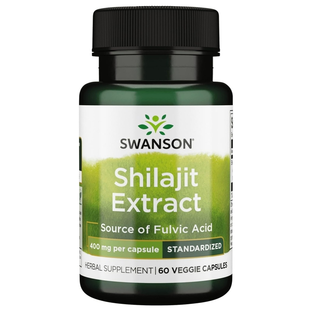 Swanson Shilajit - Herbal Supplement Hücre Büyüme Desteği - Genel Sağlık için Doğal Formula - (400 Milligram 60 Veg Capsules)