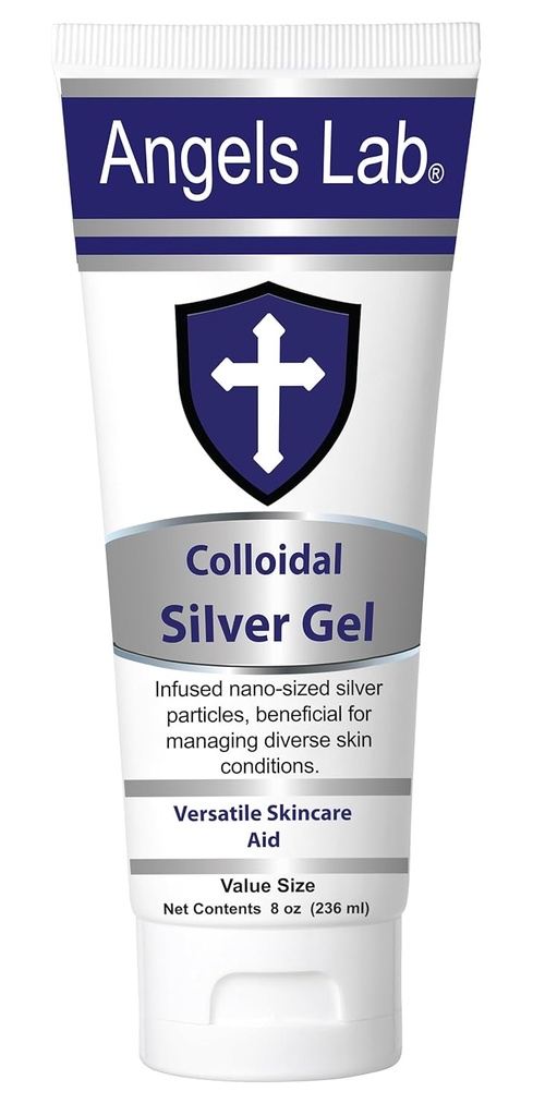 Angels Colloidal Silver Gel Nano Silver Gel Wound Care – Αρωματική Αρωγή για εγκαύματα, εγκαύματα & Ερεθισμένο Δέρμα – 8oz Formula