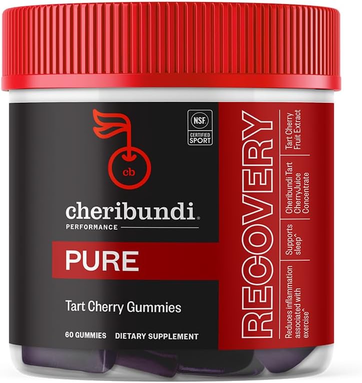 Cheribundi Tart Cherry Gummies Pure | 25 Tart Cherries ile maksimum Kurtarma için Performans | Güçlü Antioksi Desteği, Non-GMO, Gluten-Free, Vegan | 20 Calories per Service | 60 Count