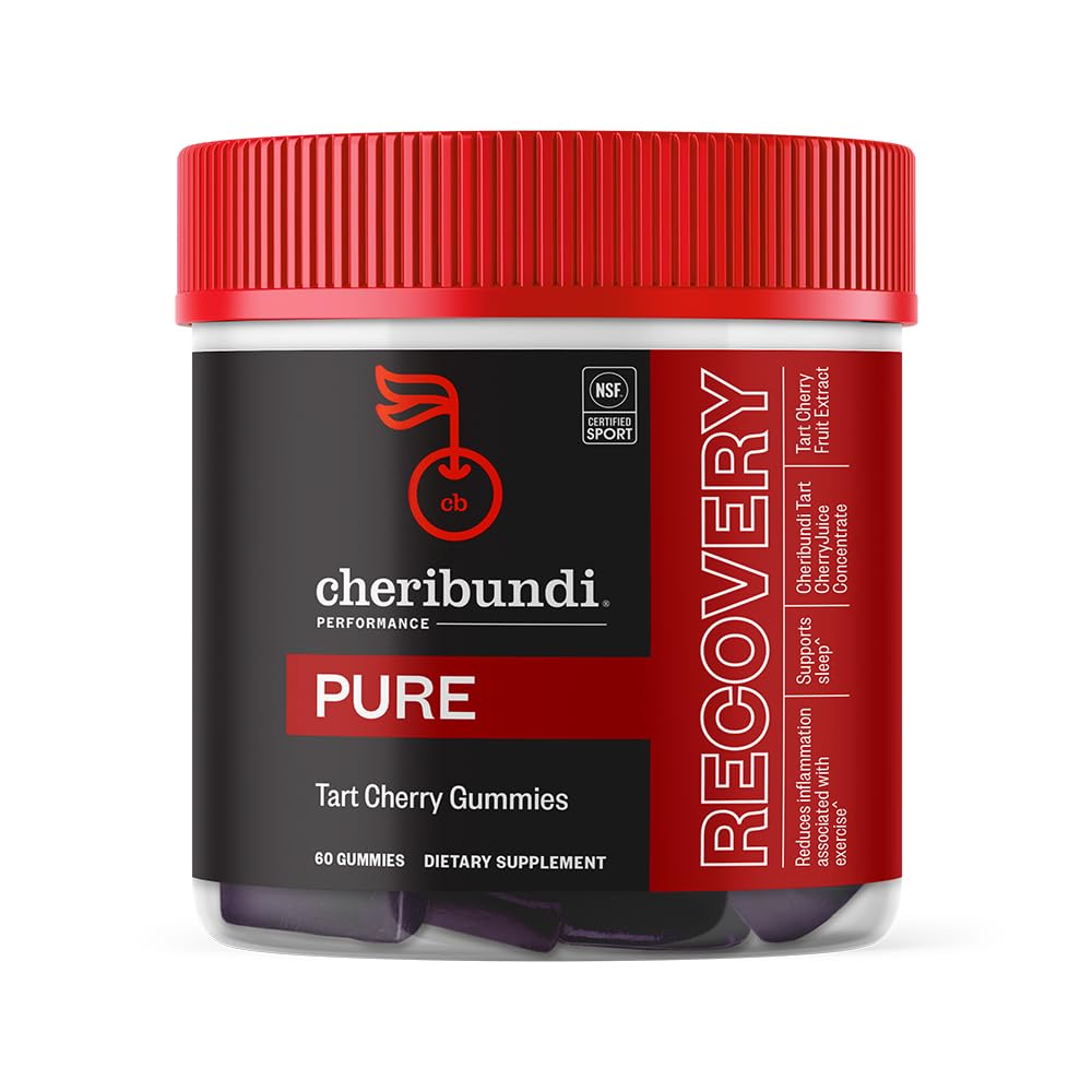 Cheribundi Tart Cherry Gummies Pure | 25 Tart Cherries ile maksimum Kurtarma için Performans | Güçlü Antioksi Desteği, Non-GMO, Gluten-Free, Vegan | 20 Calories per Service | 60 Count