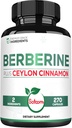 Βερβερίνη με Ceylon Cinnamon Supplement - 1500mg Extra Strength for Immune System, Digestive Health, Body Management & Energy Production - 270 Κάψουλες - Χωρίς γλουτένη, Μη ΓΤΟ