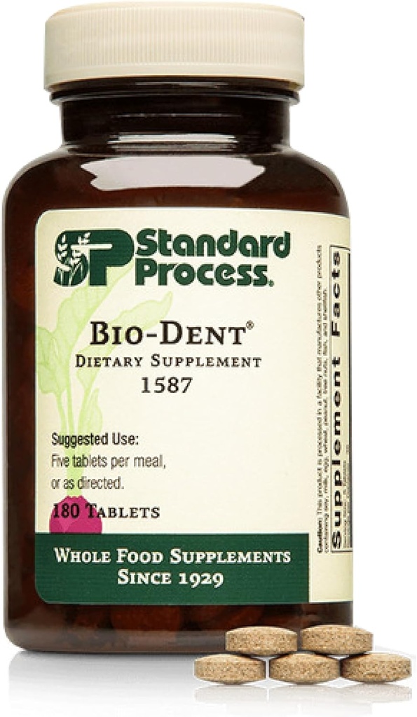 Standard Process Bio-Dent - Supports Bone & Muscle Health - Aids The Production of Cartilage & Collagen - Supports Energy Metabolism - Whole Food-Based Supplement - 180 Tablets