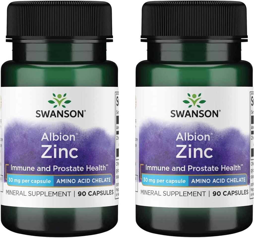 Swanson Albion Chelated çinko Glycinate 30 Milligram 90 Capsules (2 Pack)