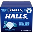 HALLS Βήχας και λαιμός ανακούφιση Mentho-Lyptus Βήχας σταγόνες, 20 ραβδιά του 9 (180 Σύνολο σταγόνες)