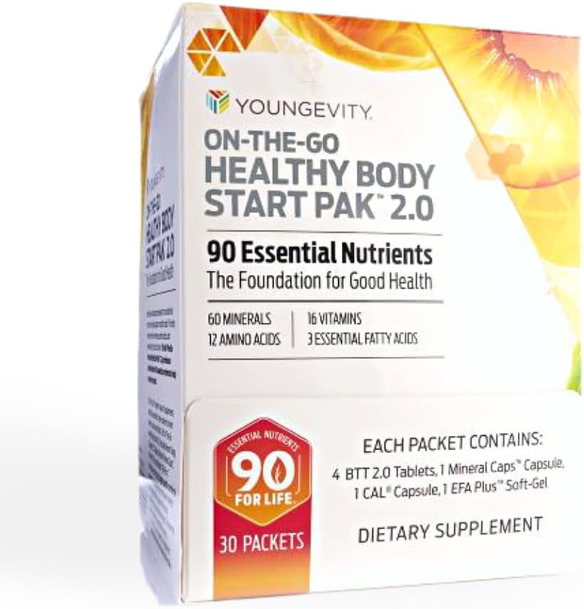 Youngevity On-The-Go Health Human Body Start Pak 2.0 - Multi-Vitamins, Minerals, EFAs, & replicas | 90 Essential Nutrients | 30-Day Supply