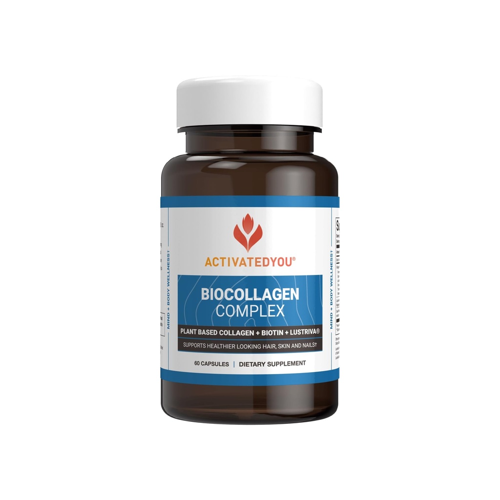 Aktif olarak You BioCollagen Kompleksi Plant-Based Collagen for Women & Men - Skin Companyness, Muscle Strength & Hair Volume, 2 Daily Capsules Genç Görünüm ve Ortak Hareketlilik Desteği