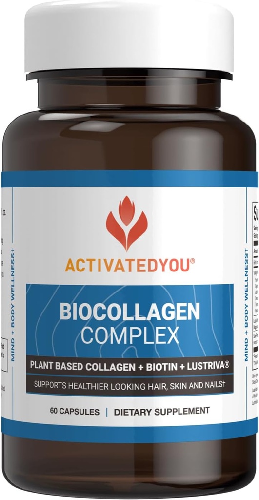 Aktif olarak You BioCollagen Kompleksi Plant-Based Collagen for Women & Men - Skin Companyness, Muscle Strength & Hair Volume, 2 Daily Capsules Genç Görünüm ve Ortak Hareketlilik Desteği