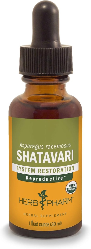 Βότανο Pharm Certified Organic Shatavari Liquid Extract for Γυναικείο αναπαραγωγικό σύστημα Υποστήριξη - 1 ουγγιά
