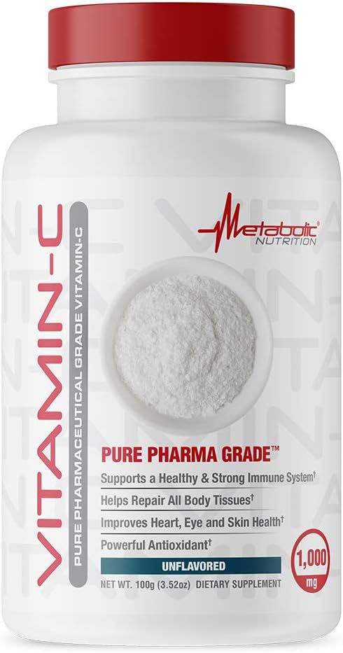 Μεταβολική Διατροφή Βιταμίνη C, 1000mg, Καθαρός βαθμός Pharma, Υψηλή Απορρόφηση Ασκορβικό οξύ (100 g)