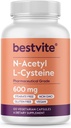 N-Acetyl L-Cysteine (NAC) 600 mg Per Capsule (120 Vejetaryen Capsules) - No Stearates - Vegan - No Fillers - No Silica - No Gelatin - Gluten Free - Non GMO