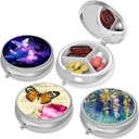 Cute Small Pill case for Pockets & Purses,Elegant Pill Box Makes a Great Gift,2 Compartment Travel Medicine Organizer Stores Progesterone,Capsule Pills, Ibuprofen, Vitamins, Earrings Back
