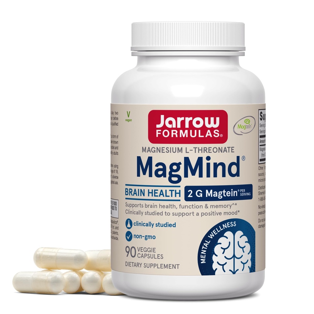 Jarrow Formulas MagMind - 90 κάψουλες - Περιλαμβάνει μαγνήσιο L-Θρεονικό (Magtein) - Υποστηρίζει την υγεία του εγκεφάλου & λειτουργία - 30 εξυπηρετεί