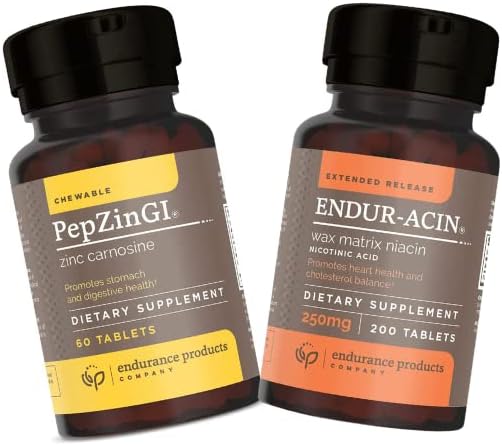 Endur Zinc - PepZinGI 75mg για την ανοσοκατασταλτική λειτουργία & Digestive Health Support 60 Μασώμενα δισκία και Endur-ACIN 250mg Νιασίνη - Εκτεταμένη απελευθέρωση για την βέλτιστη απορρόφηση & χαμηλής θερμοκρασίας βιταμίνη B-3, 200 δισκία