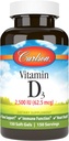 Carlson - Vitamin D3, 2500 IU (62.5 mcg), Immune Support, Bone Health, Muscle Health, Cholecalciferol, D Supplements, D3 Soft Gels, 150 Softgels