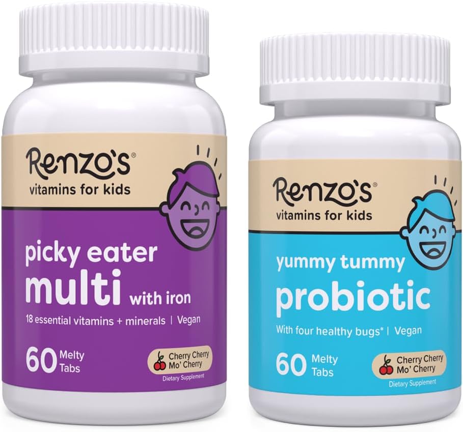 Βιταμίνες του Renzo Happy Tummies Bundle, Προβιοτικά για τα παιδιά και Picky Eater παιδιά πολυβιταμίνη