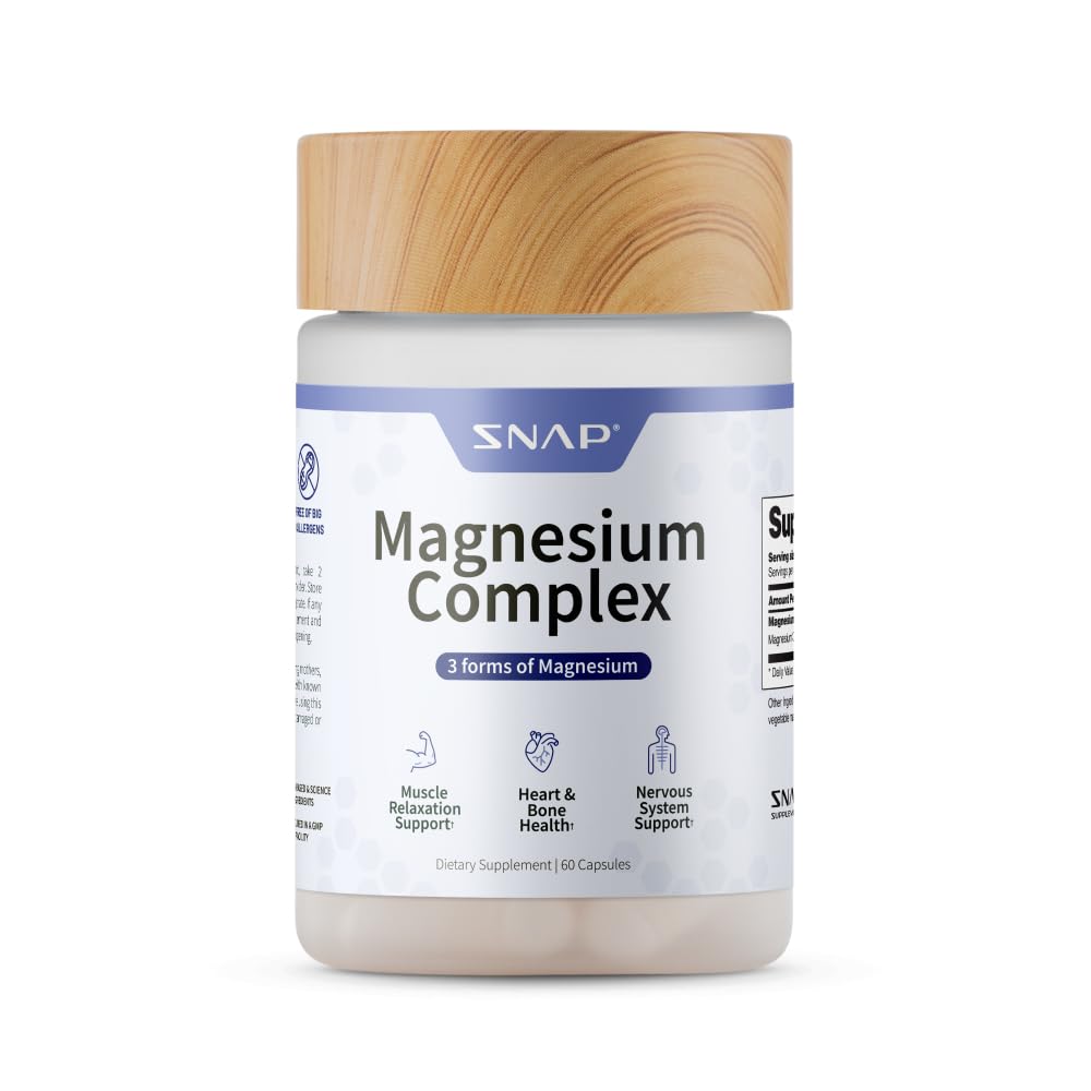 Συμπληρώματα 3 in-1 Magnesium Complex Supplement, Μαγνήσιο Διγλυκινικό, Οξείδιο, Κιτρικό, τριπλό σύμπλοκο μαγνησίου, 60 κάψουλες
