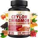 Ceylon Cinnamon Capsules with Berberine HCl, Apple Cider Vinegar, Turmeric, BTC, Black Pepper - 6in1 for Support Immune Function - 120 Count Count