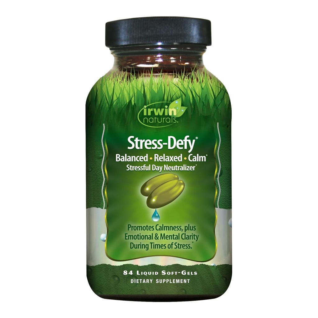 Irwin Naturals Stress-Defy - 84 Liquid Soft-Gels - Calmness & Relaxation - Rhodiola & L-Theanine ile - 84 Hizmet
