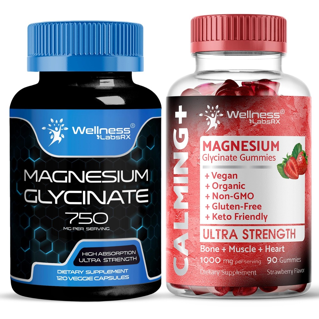 WELLNESS LABSR Magnezyum Glycinate Capsules 750 mg - Glycinate Gummies 1000 mg