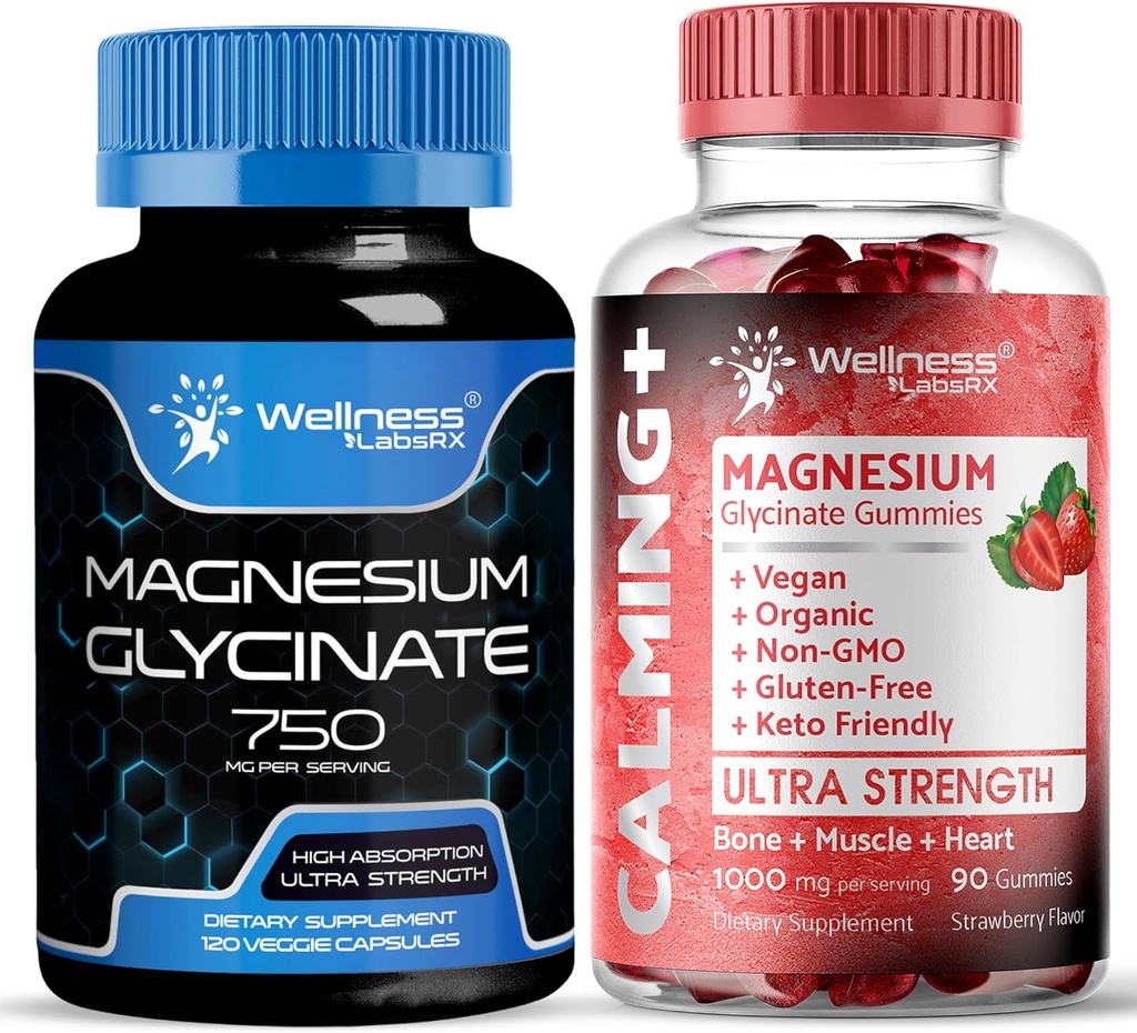 WELLNESS LABSR Magnezyum Glycinate Capsules 750 mg - Glycinate Gummies 1000 mg