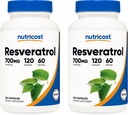 Nutricost Resveratrol 700 mg; 120 Sebze Kapsülleri - 50% Trans-Resveratrol (2 Şişe)