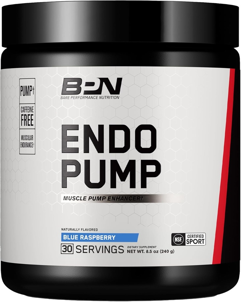 BARE PERFORMANCE NUTRITION, BPN Endo Pump Pre-Workout Muscle Pump Advancedr, Artan Blood Flow/Oxygen Transport to Muscles, Blue Raspberry