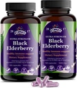 Black Elderberry Capsules | 200 Count - 10.000mg | Sambucus Elderberry Vitaminleri, Non-GMO, Gluten Free, Organik Yaşlılar Sambucus Nigra - 200 Vegan Capsules - 2 Paket